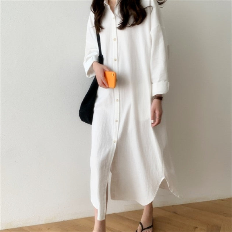 Cotton And Linen Elegant Idle Style Long Shirt Cardigan