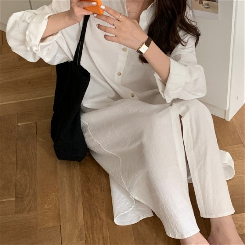 Cotton And Linen Elegant Idle Style Long Shirt Cardigan