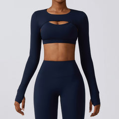 Long Sleeve Shawl Yoga Clothes Nude Feel Workout Clothes Top Running Sports Blouse